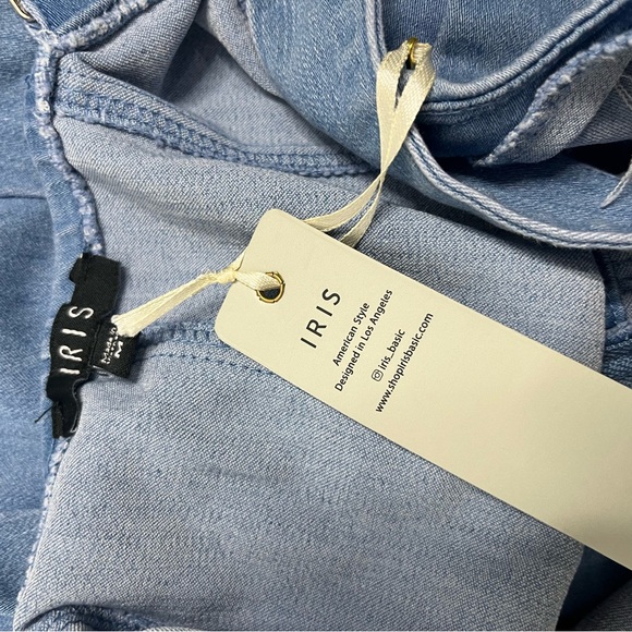 IRIS Basic Women's Blue Denim Belted Jumpsuit NWT - Picture 7 of 8